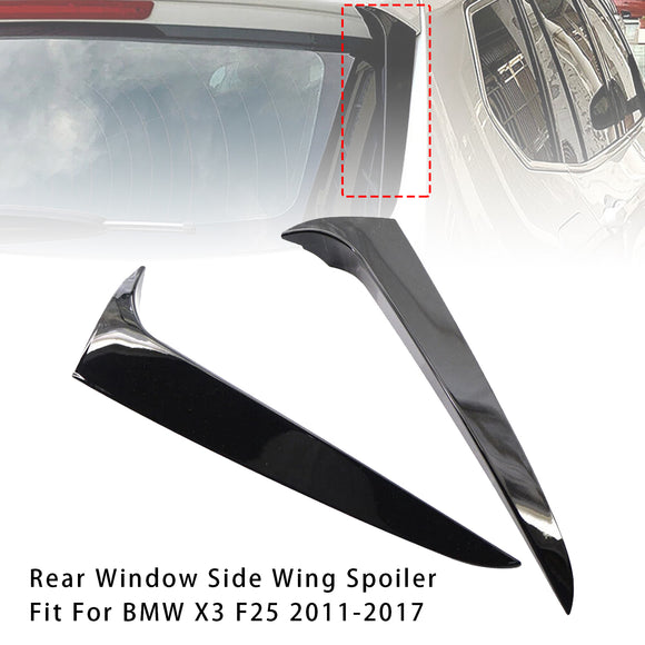 Par de alerón lateral de ventana trasera negro brillante para BMW X3 F25 2011-2017