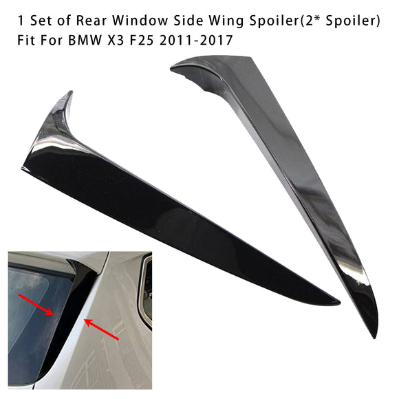 Par de alerón lateral de ventana trasera negro brillante para BMW X3 F25 2011-2017