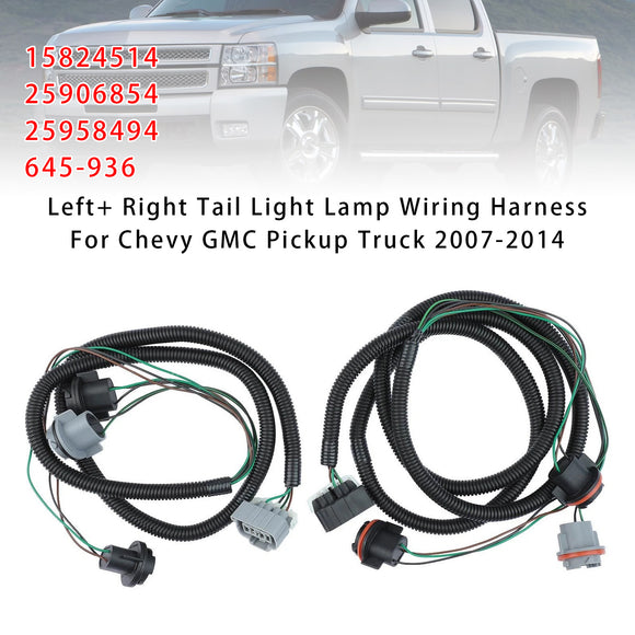 Arnés de cableado de lámpara de luz trasera izquierda + derecha para camioneta Chevy GMC 2007-2014