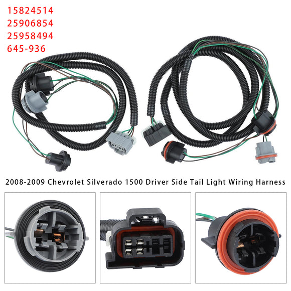 Arnés de cableado de lámpara de luz trasera izquierda + derecha para camioneta Chevy GMC 2007-2014