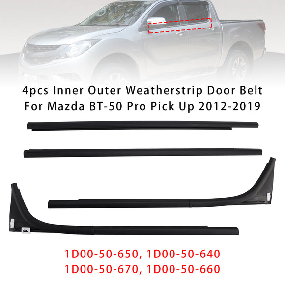 4 Uds interior exterior burlete cinturón de puerta para Mazda BT-50 Pro Pick Up 2012-2019
