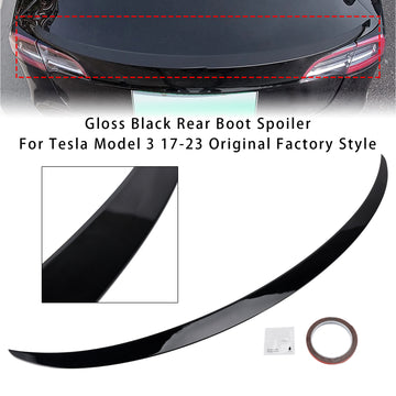 Gloss Black Rear Boot Spoiler For Tesla Model 3 17-23 Original Factory Style - 0