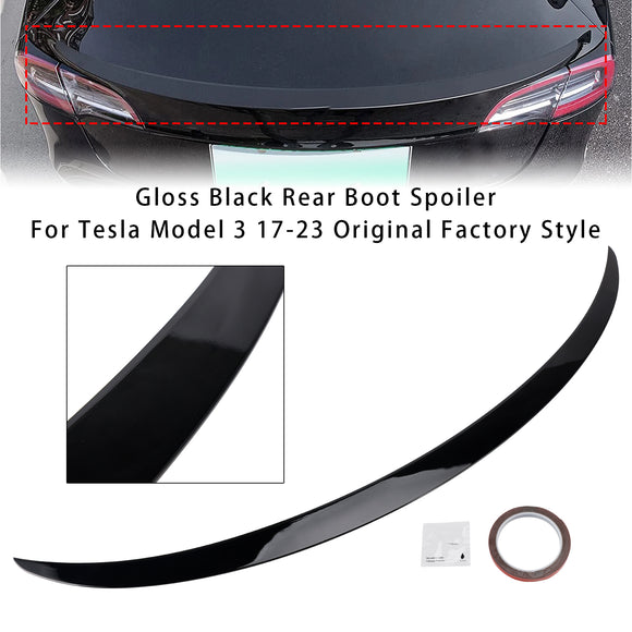 Gloss Black Rear Boot Spoiler For Tesla Model 3 17-23 Original Factory Style