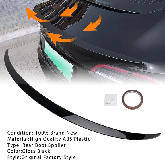 Gloss Black Rear Boot Spoiler For Tesla Model 3 17-23 Original Factory Style