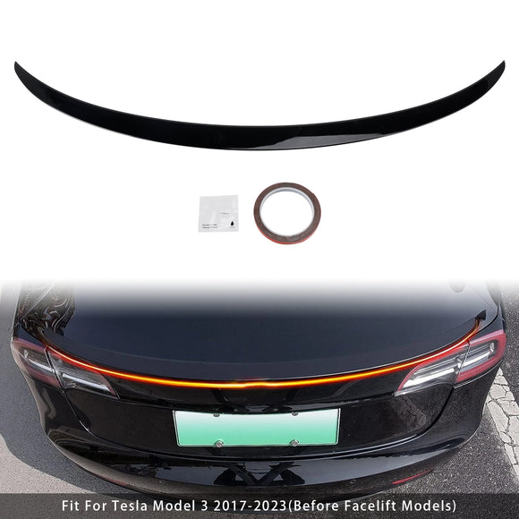 Gloss Black Rear Boot Spoiler For Tesla Model 3 17-23 Original Factory Style