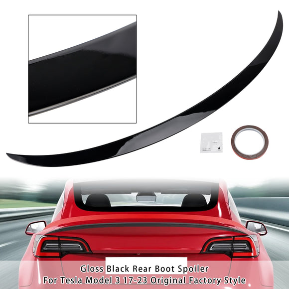 Gloss Black Rear Boot Spoiler For Tesla Model 3 17-23 Original Factory Style