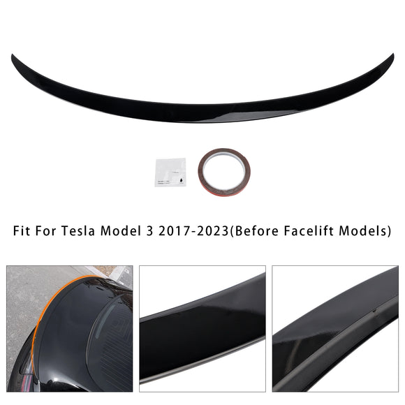 Gloss Black Rear Boot Spoiler For Tesla Model 3 17-23 Original Factory Style