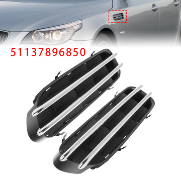 Pair Wing Fender Grille Cover Panel For BMW 5 Series E39 E60 E61 M5 51137896850 - 0