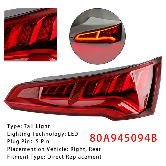 Oikean takavalon LED 80A945094B Audi Q5 MK2 PRE-FACELIFT 2017-2020 5 PIN
