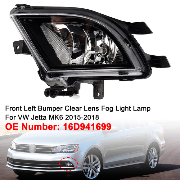 Front Left Bumper Clear Lens Fog Light Lamp For VW Volkswagen Jetta 2015-2018