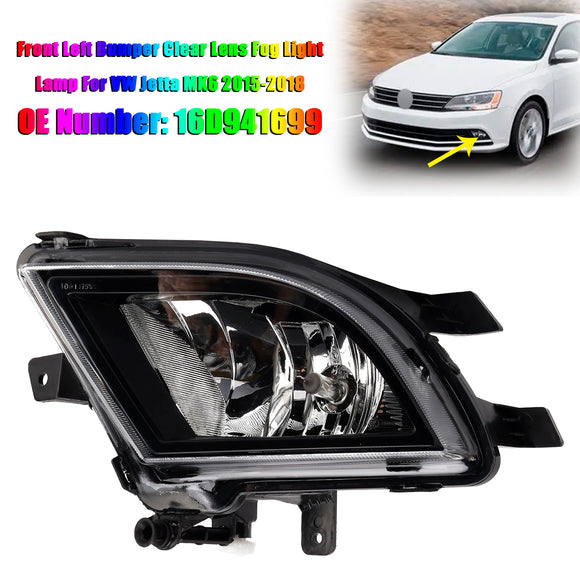 Front Left Bumper Clear Lens Fog Light Lamp For VW Volkswagen Jetta 2015-2018