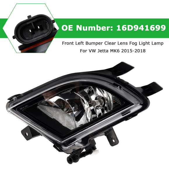 Front Left Bumper Clear Lens Fog Light Lamp For VW Volkswagen Jetta 2015-2018