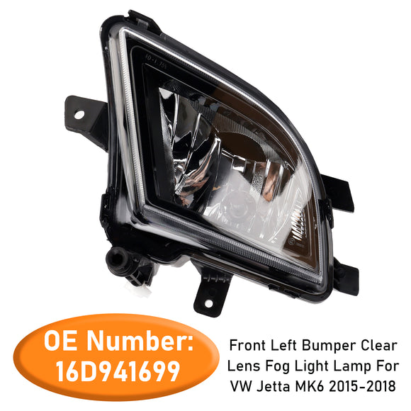 Front Left Bumper Clear Lens Fog Light Lamp For VW Volkswagen Jetta 2015-2018