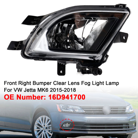Lámpara de luz antiniebla de lente transparente para parachoques delantero derecho para VW Volkswagen Jetta 2015-2018