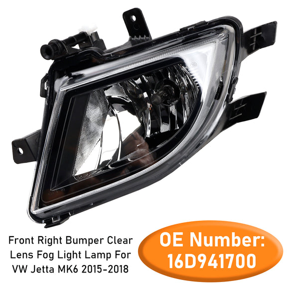 Lámpara de luz antiniebla de lente transparente para parachoques delantero derecho para VW Volkswagen Jetta 2015-2018
