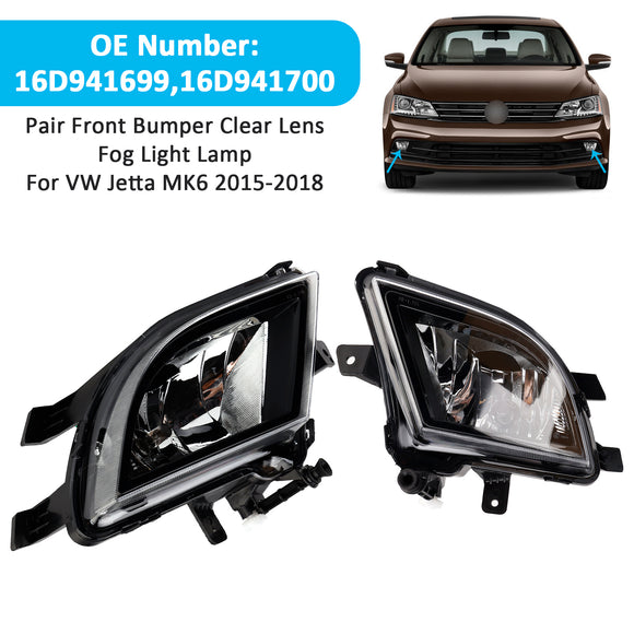 Pari etupuskurin kirkas linssi sumuvalolamppu VW Volkswagen Jetta 2015-2018