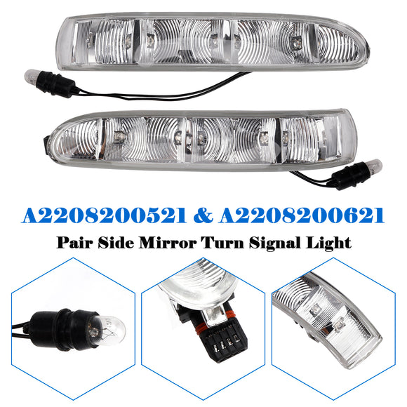 Pair Side Mirror Turn Signal Light for Mercedes-Benz W220 W215 CL55 CL500 CL600