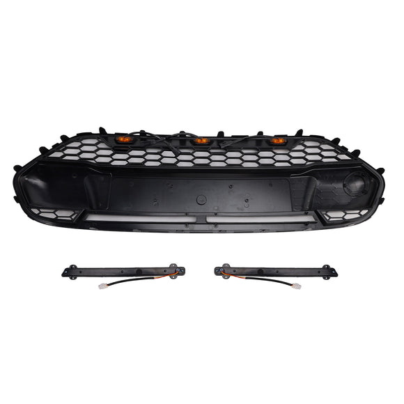 Griglia a nido d'ape nera opaca per paraurti anteriore stile Raptor Ford Transit Connect 2014-2018 con LED