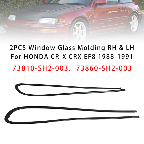 2PCS Window Glass Molding RH & LH For HONDA CR-X CRX EF8 1988-1991