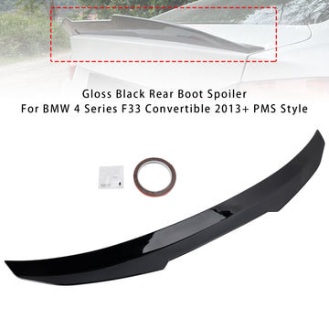 Gloss Black Rear Boot Spoiler For BMW 4 Series F33 Convertible 2013+ PMS Style - 0