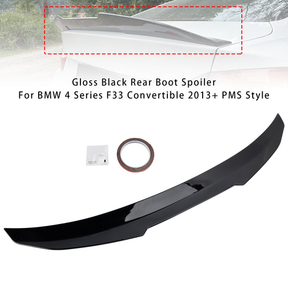 Gloss Black Rear Boot Spoiler For BMW 4 Series F33 Convertible 2013+ PMS Style