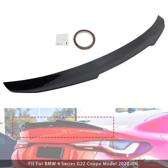 Alerón trasero para maletero, color negro brillante, para BMW Serie 4, G22, G82, Coupe 2020+, estilo PMS
