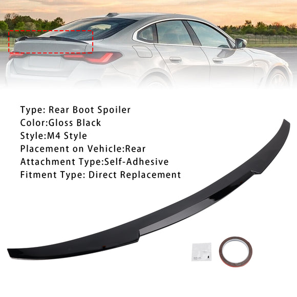 Gloss Black Rear Boot Spoiler For BMW 4 Series G26 Gran Coupe 21-25 M4 Style