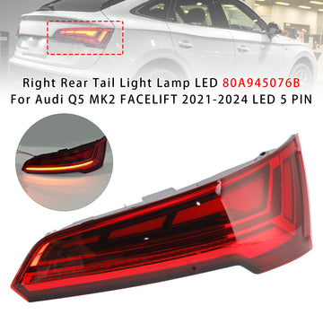 Luz trasera derecha LED 80A945076B para Audi Q5 MK2 LIFTING 2021-2024 LED 5 PIN - 0