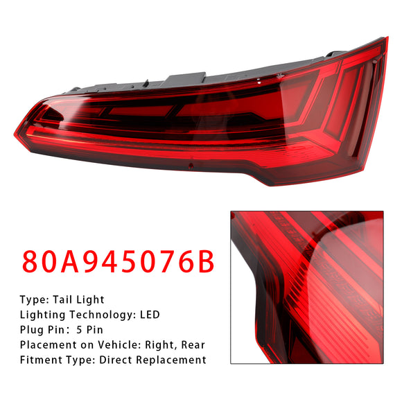 Right Rear Tail Light Lamp LED 80A945076B For Audi Q5 MK2 FACELIFT 2021-2024 LED 5 PIN