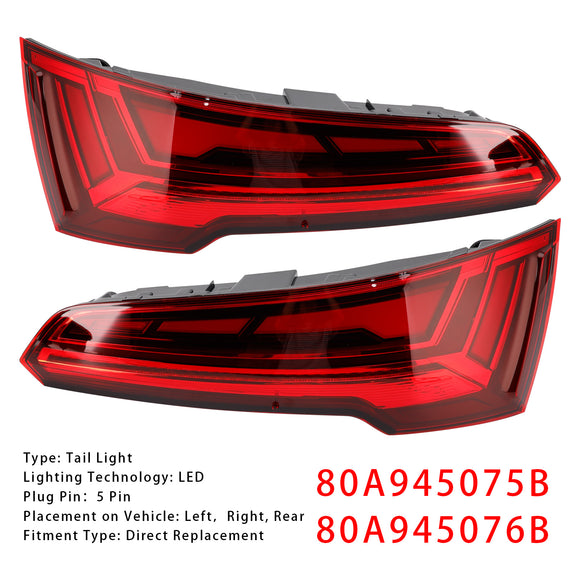 Links + Rechts Hinten Rücklicht Lampe LED Für Audi Q5 MK2 FACELIFT 2021-2024 LED 5 PIN