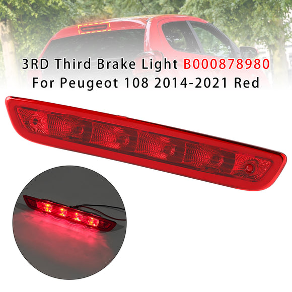 3ra tercera luz de freno B000878980 para Peugeot 108 2014-2021 roja