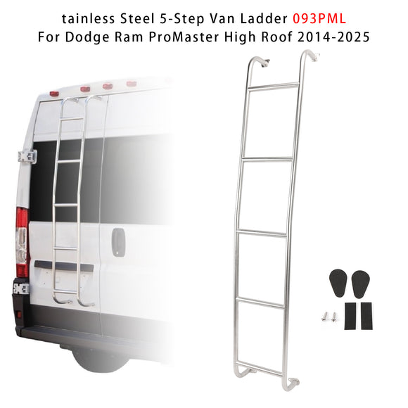 Ruostumattomasta teräksestä valmistetut 5-portaiset pakettiautotikkaat 093PML Dodge Ram ProMaster High Roof 2014-2025