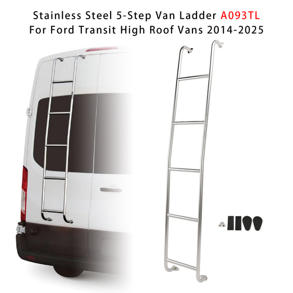 Stainless Steel 5-Step Van Ladder A093TL For Ford Transit High Roof Vans 2014-2025