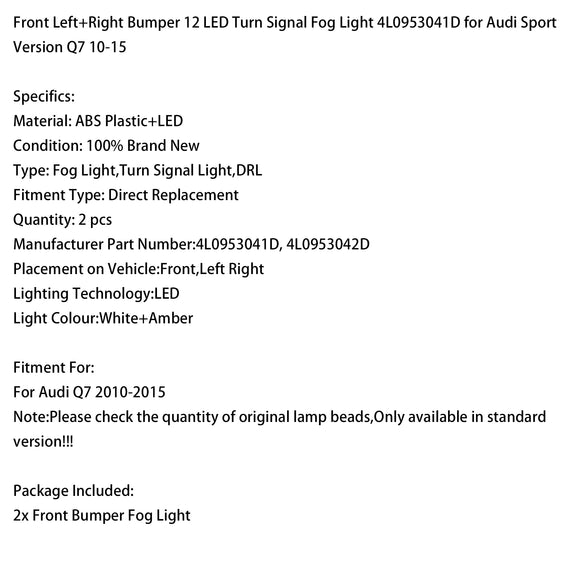 Voorbumper 12 LED richtingaanwijzer mistlamp voor Audi Sport versie Q7 10-15