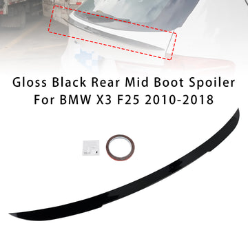 Gloss Black Rear Mid Boot Spoiler For BMW X3 F25 2010-2018 - 0