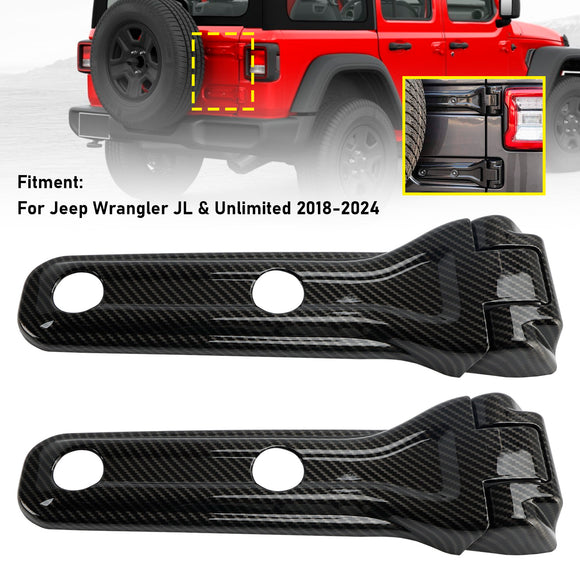 Embellecedor de cubierta de bisagra de puerta trasera de fibra de carbono para Jeep Wrangler JL 2018-2024