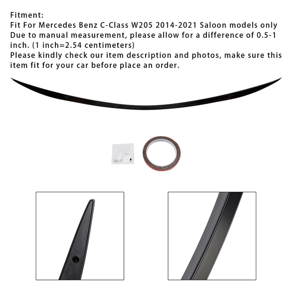 Spoiler trasero negro brillante para Mercedes-Benz Clase C W205 Estilo AMG C63 14-21
