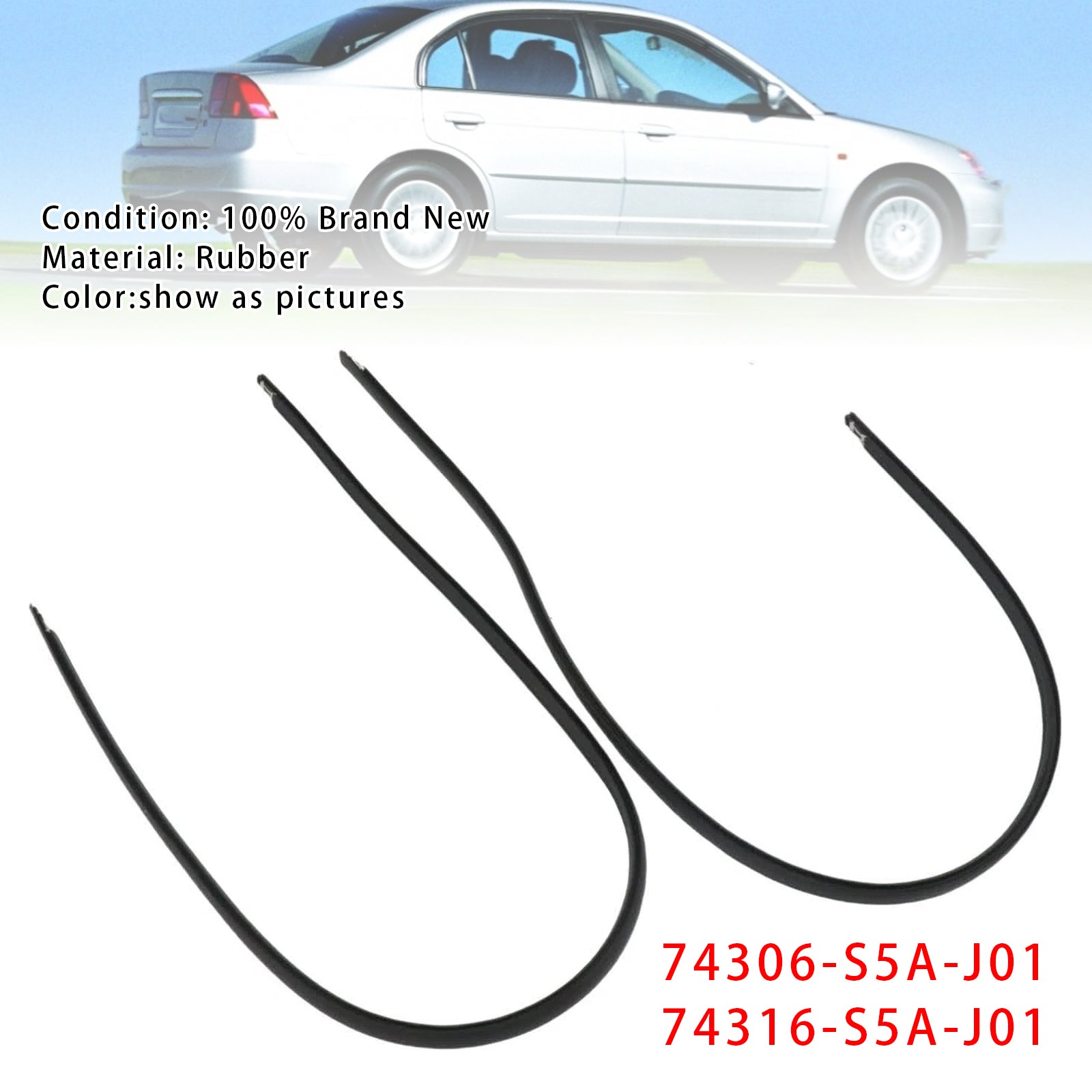 Left+Right Roof Trim Molding 74306-S5A-J01+74316-S5A-J01 For Honda