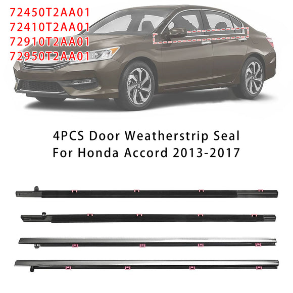 Sello de burlete de puerta de 4 piezas para Honda Accord 2013-2017