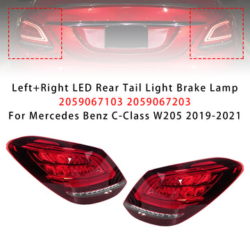 Left+Right LED Rear Tail Light Brake Lamp 2059067103 2059067203 For Mercedes Benz C-Class W205 2019-2021 - 0