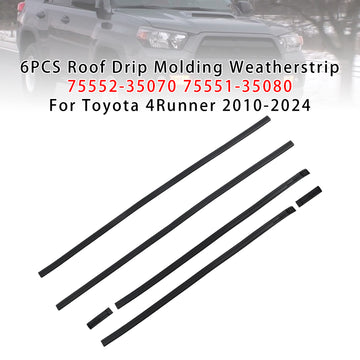 6PCS Roof Drip Molding Weatherstrip 75552-35070 75551-35080 For Toyota 4Runner 2010-2024 - 0