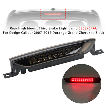 Rear High Mount Third Brake Light Lamp 5303754AC For Dodge Caliber 2007-2012 Durango Grand Cherokee Black - 0