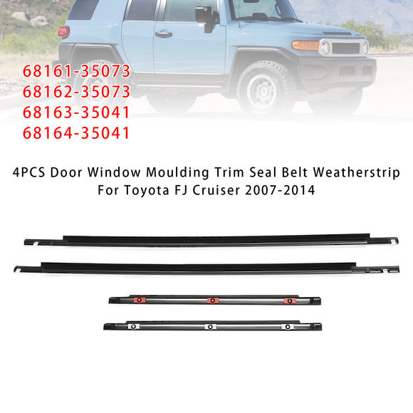 4PCS Window Moulding Trim Seal Belt Weatherstrip For Toyota FJ Cruiser 2007-2014