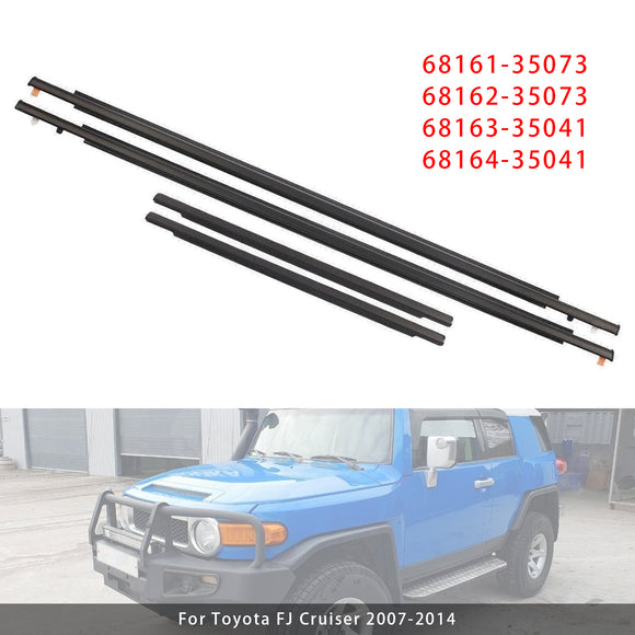 4PCS Window Moulding Trim Seal Belt Weatherstrip For Toyota FJ Cruiser 2007-2014