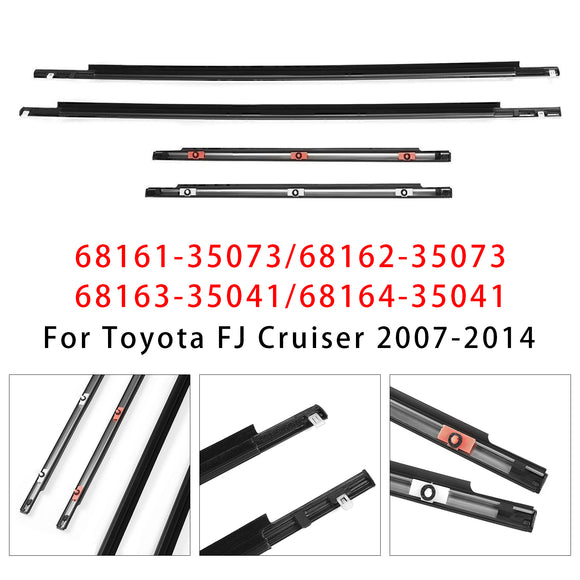 4PCS Window Moulding Trim Seal Belt Weatherstrip For Toyota FJ Cruiser 2007-2014