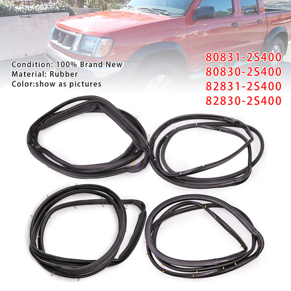 4PCS Front Rear Door Rubber Seal Weatherstrip For Nissan D22 Frontier 1998-2005
