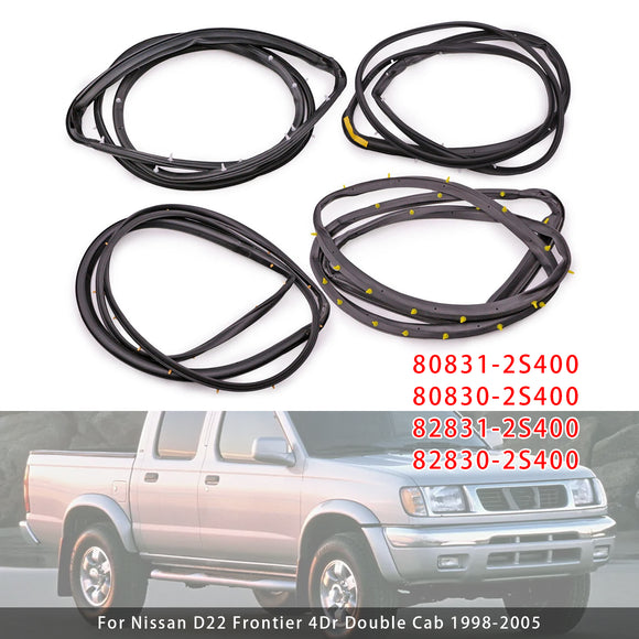 4PCS Front Rear Door Rubber Seal Weatherstrip For Nissan D22 Frontier 1998-2005