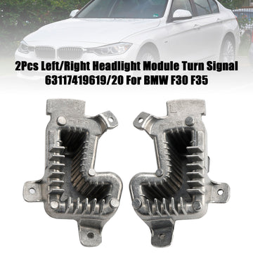 2Pcs Left/Right Headlight Module Turn Signal 63117419619/20 For BMW F30 F35 - 0