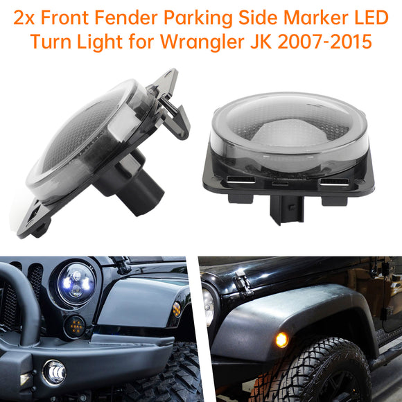 2x luz de giro LED de marcador lateral de estacionamiento de guardabarros delantero para Wrangler JK 2007-2015