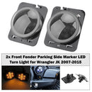 2x luz de giro LED de marcador lateral de estacionamiento de guardabarros delantero para Wrangler JK 2007-2015-5
